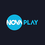 logo van Nova Play met blauwe cirkel en witte tekst
